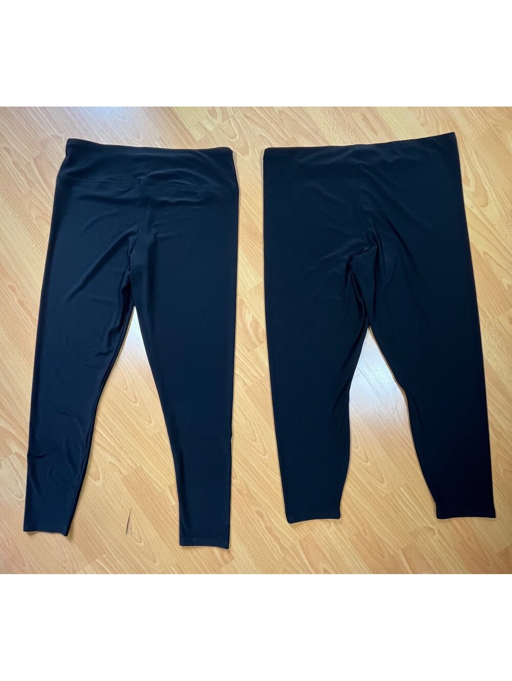 Sympli Size 16 Black Leggings Lot of 2 Wide Waistband & Ankle Length Stretch